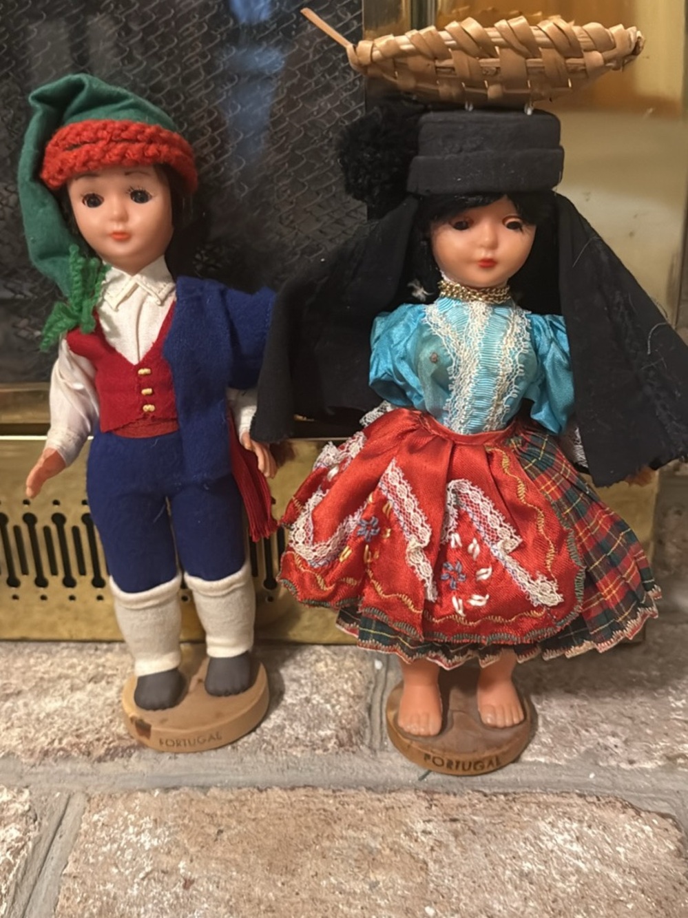 Traditional Red & Blue Portuguese Doll Set - Decorative